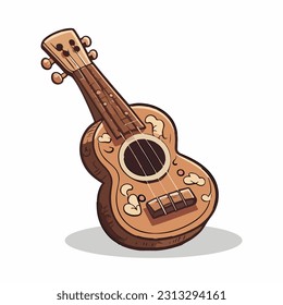 vector cute ukulele cartoon style