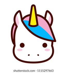 Vector Cute Unbicorn Face Isolated On White Background
