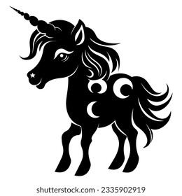 Vector cute unicorn black silhouette
