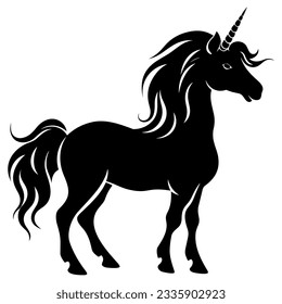 Vector cute unicorn black silhouette