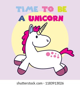 Vector cute unicorn cartoon doodle, vector illustration