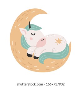 Vector Cute Unicorn. Funny character for kids. Isolated element for stickers, cards, invites and posters Funny character for kids. Isolated element for stickers, cards, invites and posters