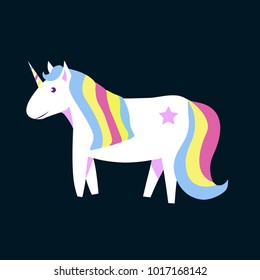 Vector cute unicorn on violet background