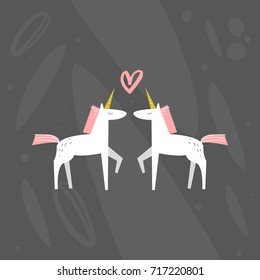 Vector cute unicorns illustration.
