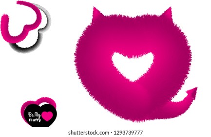 Vector Cute Valentine post card with pink fluffy devil heart