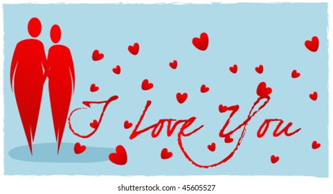 Vector cute Valentine's Day couple illustration