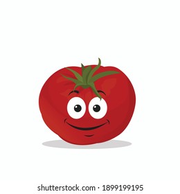 Vector of cute vegetables. Funny vegetables characters isolated, Cute and funny tomatoes vector illustration. Editable vector vegetables