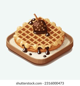 vector cute waffles cartoon style