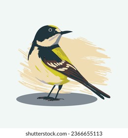 vector cute wagtail cartoon style