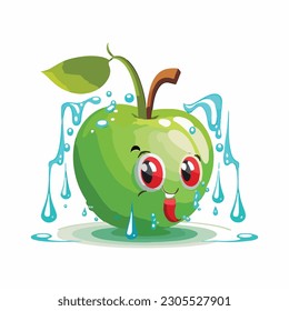vector cute water apple cartoon style