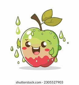 vector cute water apple cartoon style