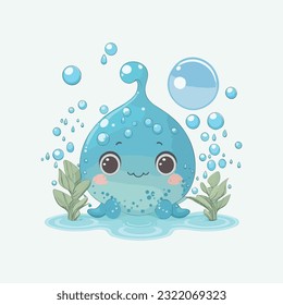 vector cute water cartoon style