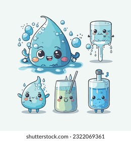 vector cute water cartoon style