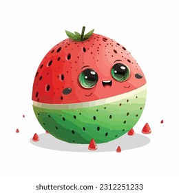 estilo de dibujos animados de la sandía linda vectorial