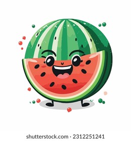 estilo de dibujos animados de la sandía linda vectorial