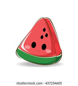 Vector of cute watermelon character 