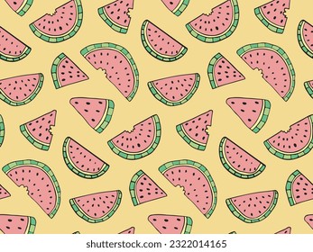 Vektor-cute Wassermelone Doodle nahtlose Textur, Obstskulptur-Slip Textur, Sommerbeergewebe