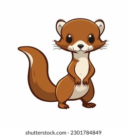 vector cute weasel cartoon style