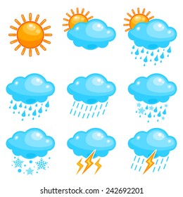 Vector cute weather icon set