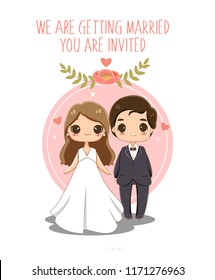 vector of cute wedding couple