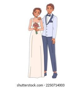 Vector Cute Wedding Couple Anime Characters Isolated