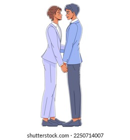 Vector Cute Wedding Couple Anime Characters Isolated