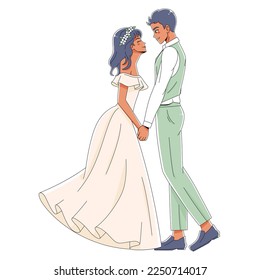 Vector Cute Wedding Couple Anime Characters Isolated