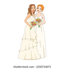 Vector Cute Wedding Couple Anime Characters Isolated