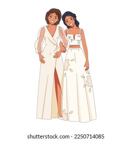 Vector Cute Wedding Couple Anime Characters Isolated