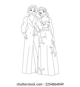 Vector Cute Wedding Couple Anime Characters Isolated