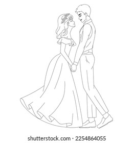 Vector Cute Wedding Couple Anime Characters Isolated