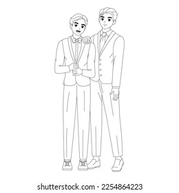 Vector Cute Wedding Couple Anime Characters Isolated