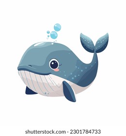 vector cute whale cartoon style