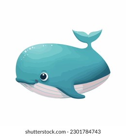 vector cute whale cartoon style