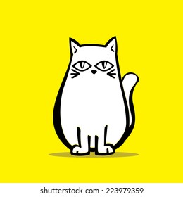 Vector of Cute White Chubby Cat 