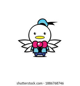 Vector cute winged duck design