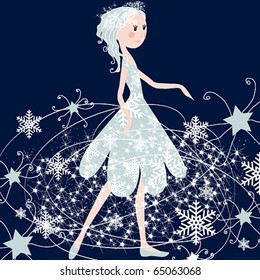 Vector cute winter girl illustration