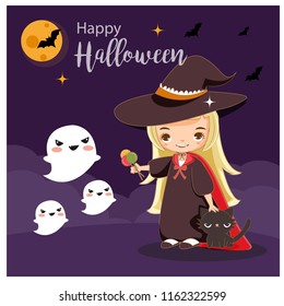 vector of cute witch for halloween concept.