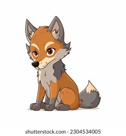 vector cute wolf cartoon style