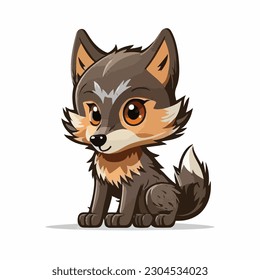 vector cute wolf cartoon style