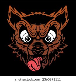 vector of cute wolf tongue sticking out, very good to use for design