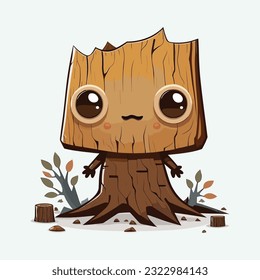 vector cute wood cartoon style