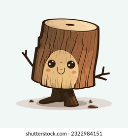 estilo de dibujos animados de madera lindo vectorial