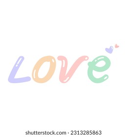 Vector - Palabras bonitas Amor con mini corazón en color pastel. Se puede usar decorar cualquier tarjeta, afiche, banner o web.