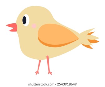 Vector de un pájaro amarillo lindo con Elementos de diseño simples y juguetones.