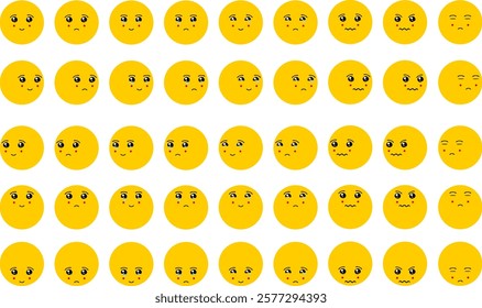 Vector cute yellow emoji set 