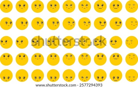 Vector cute yellow emoji set 