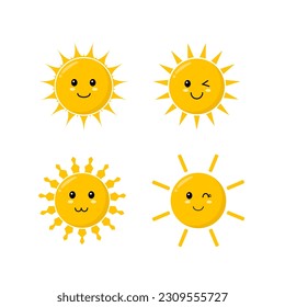Colección vectorial de sol amarillo lindo