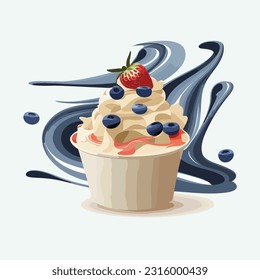 vector cute yogurt cartoon style