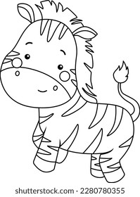 A vector of a cute zebra in black and white coloring